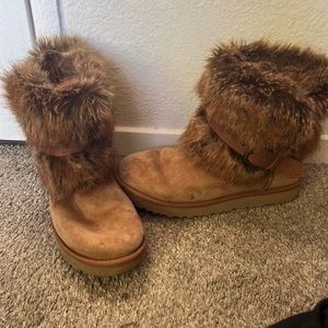 UGG Chestnut Suede Shaggy CLASSIC BUCKLE MINI Boots